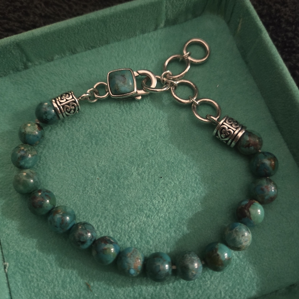 Turquoise Beaded Bracelet with Sterling Silver Accents